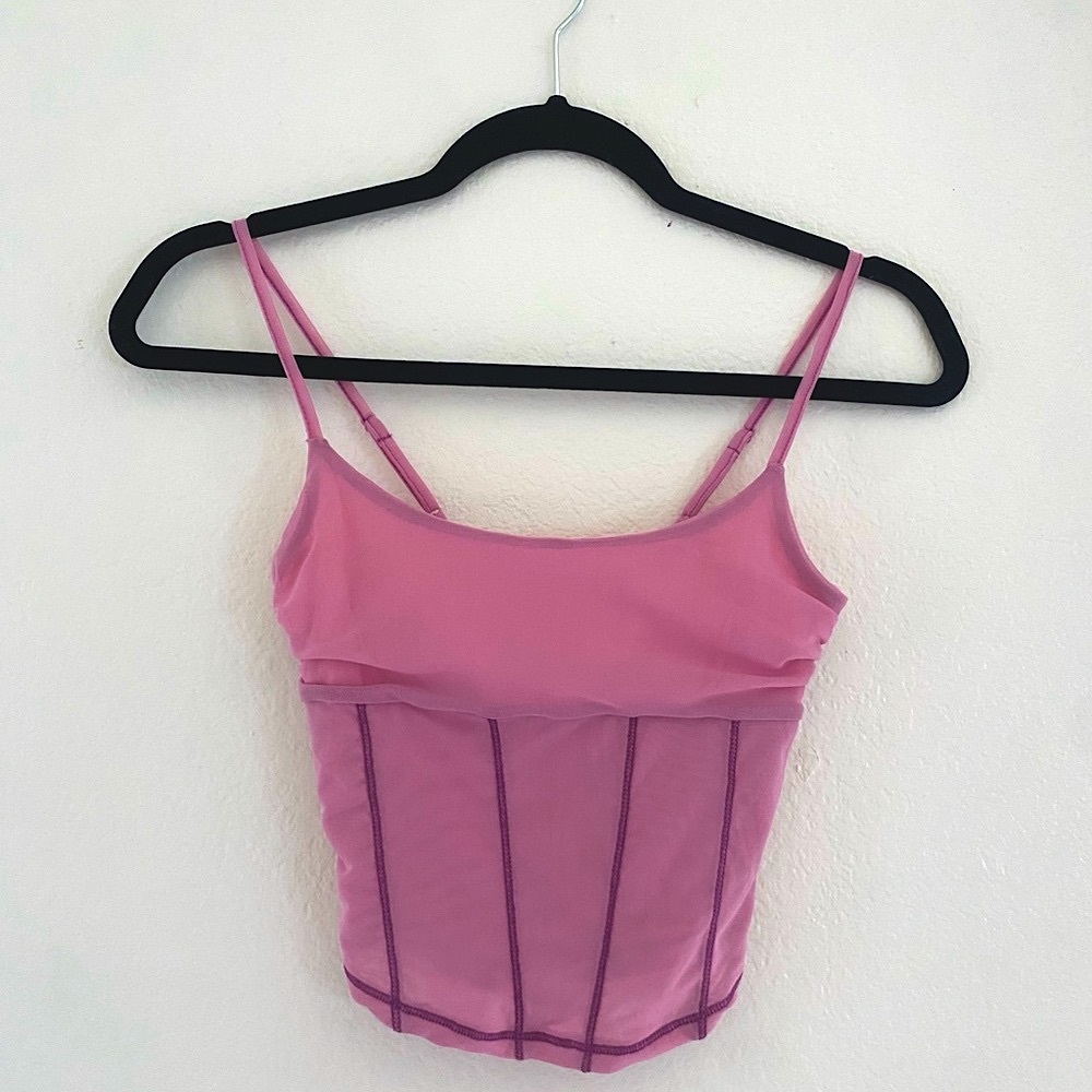 Urban Outfitters - Women’s Pink Corset Style Top w/ Purple Detailing, Size S